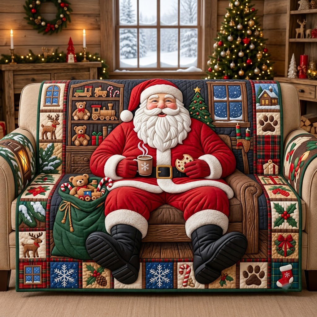 Happy Santa Quilted Sofa Cover