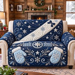 Midnight Winter Magic Quilted Sofa Cover