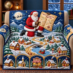 Christmas Map Quilted Sofa Cover