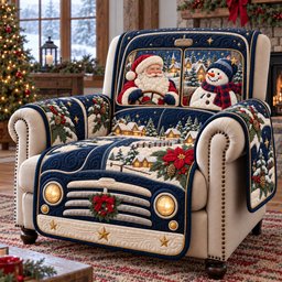 Jolly Santa Ride Quilted Sofa Cover