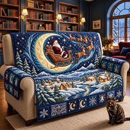 Snowy Christmas Quilted Sofa Cover