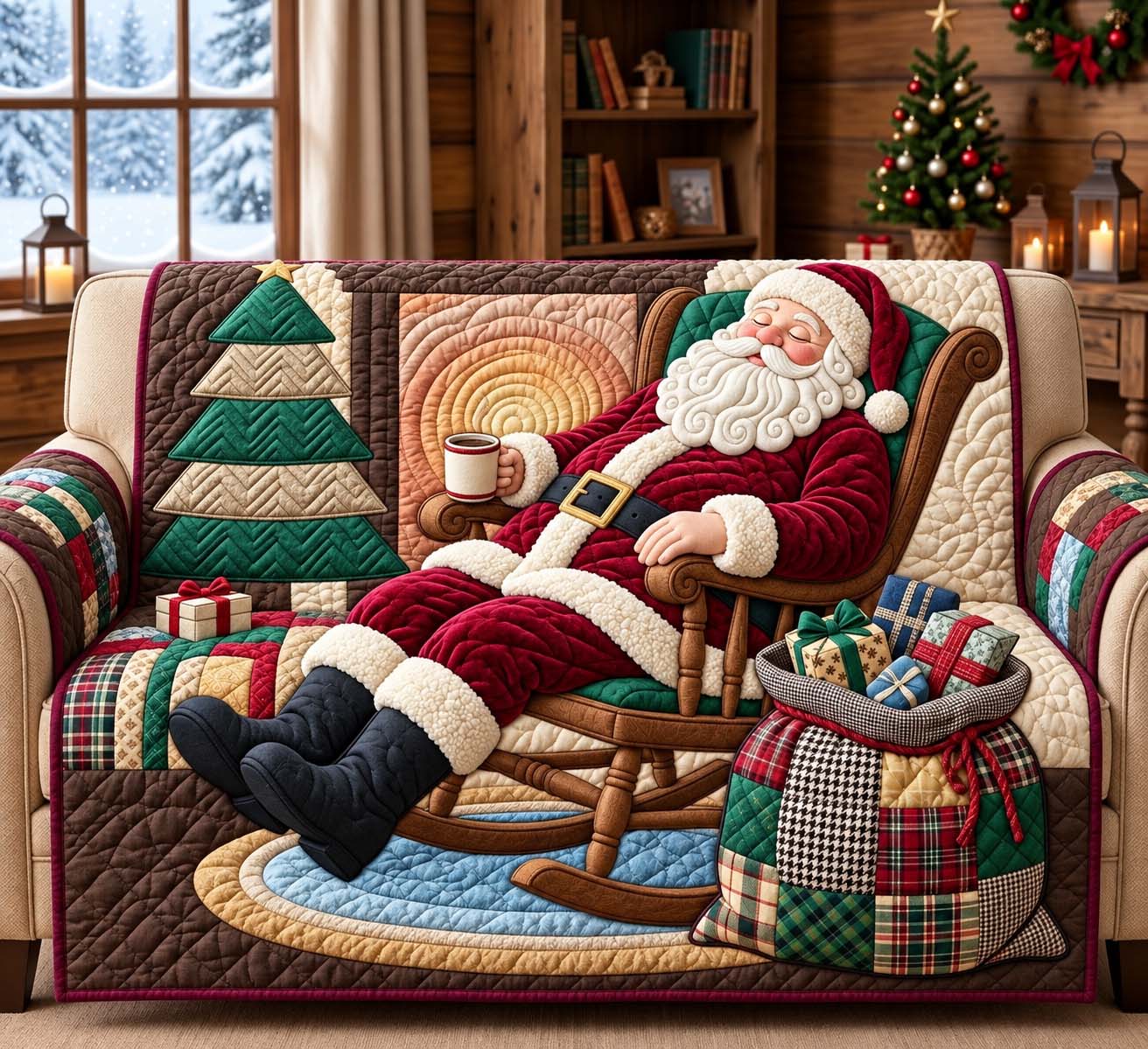 Santa Cozy Nap Quilted Sofa Cover