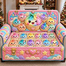 Rainbow Dumpling Box Quilted Sofa Cover