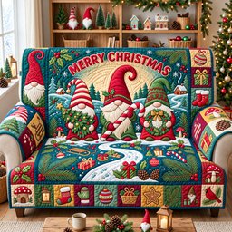 Merry Christmas Quilted Sofa Cover