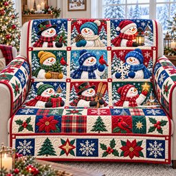Snowman Arctic Charm Quilted Sofa Cover