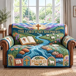The Lord Is My Shepherd Quilted Sofa Cover