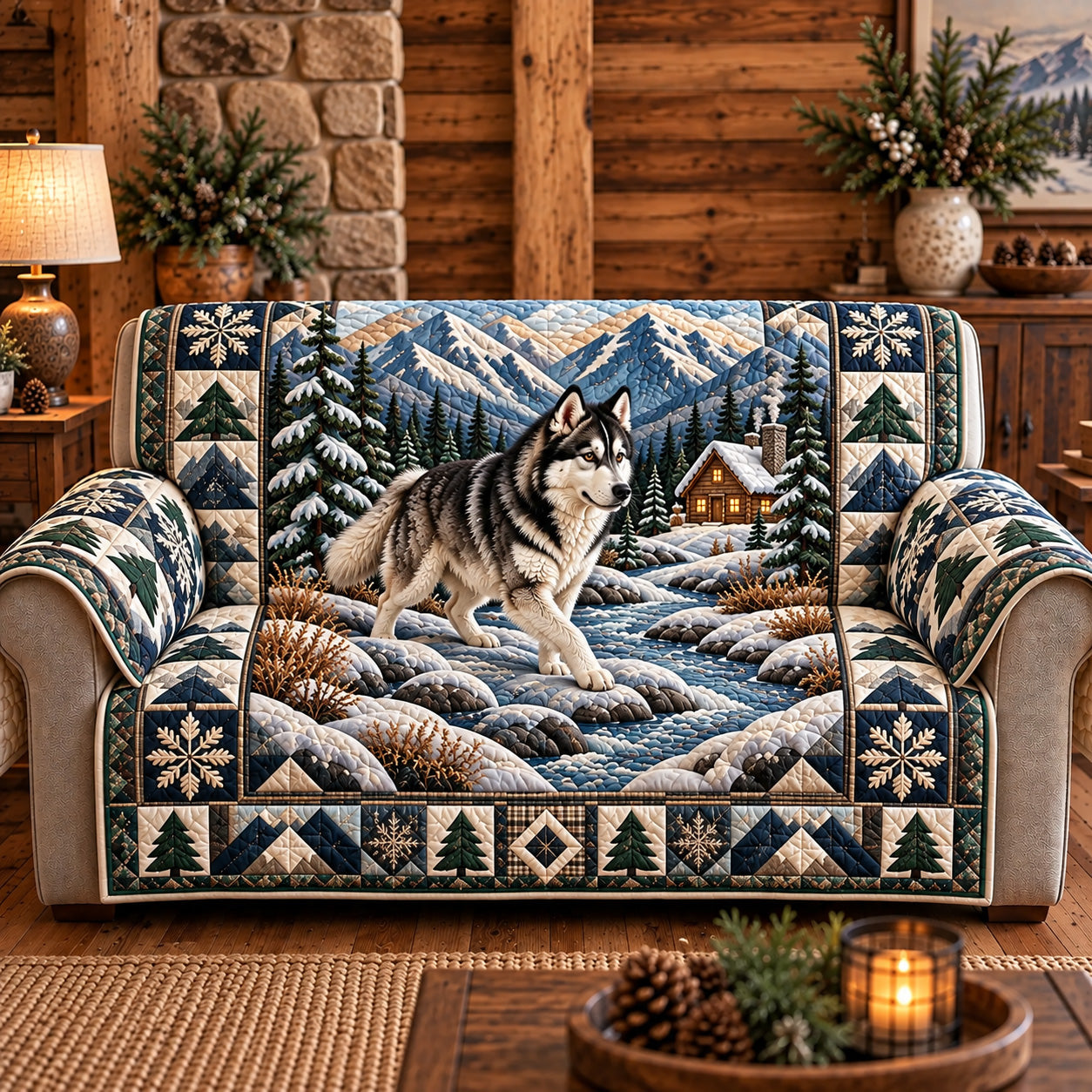 Cabin Husky Walk Quilted Sofa Cover