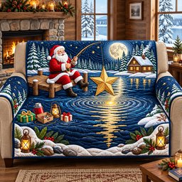 Santa Christmas Star Quilted Sofa Cover