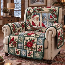 Jolly Christmas Window Quilted Sofa Cover