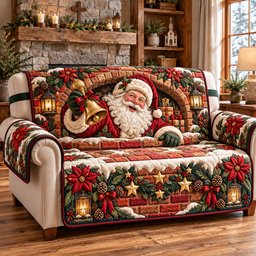 Brick Arch Santa Quilted Sofa Cover