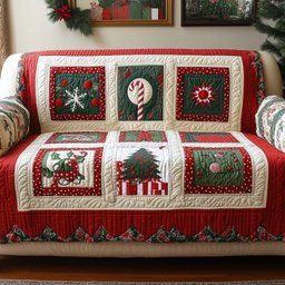 Candy Cane Quilted Sofa Cover