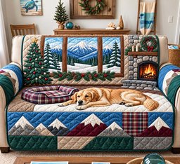 Cozy Mountain Retriever Quilted Sofa Cover