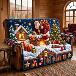 Holiday Patchwork Quilted Sofa Cover