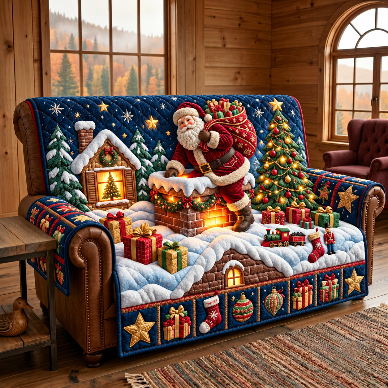Holiday Patchwork Quilted Sofa Cover
