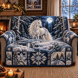 Winter Horse Quilted Sofa Cover