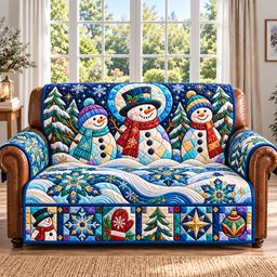 Snowman Winter Wishing Quilted Sofa Cover