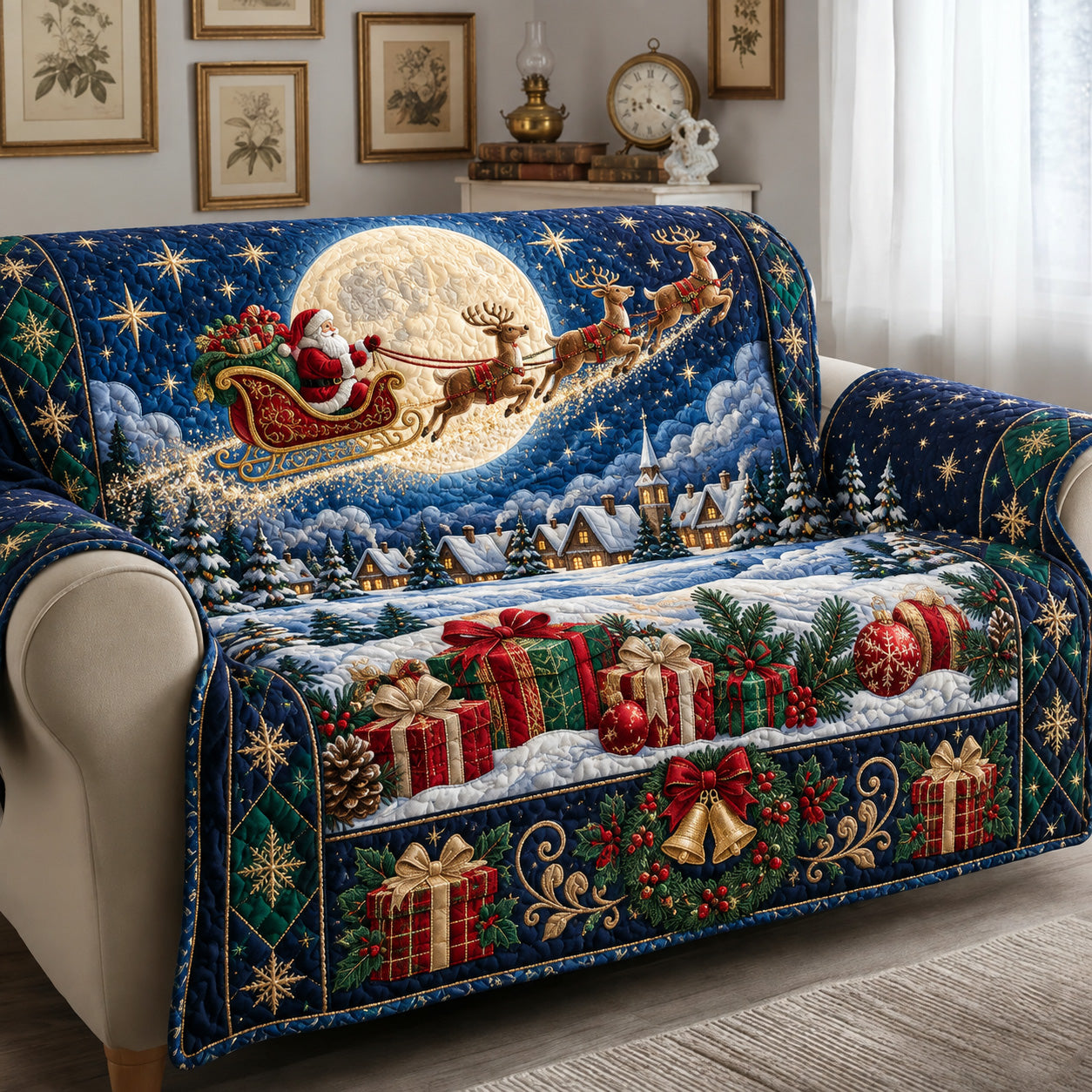 Santa Moonlight Quilted Sofa Cover