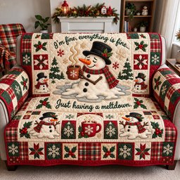 Christmas Snowman Meltdown Quilted Sofa Cover