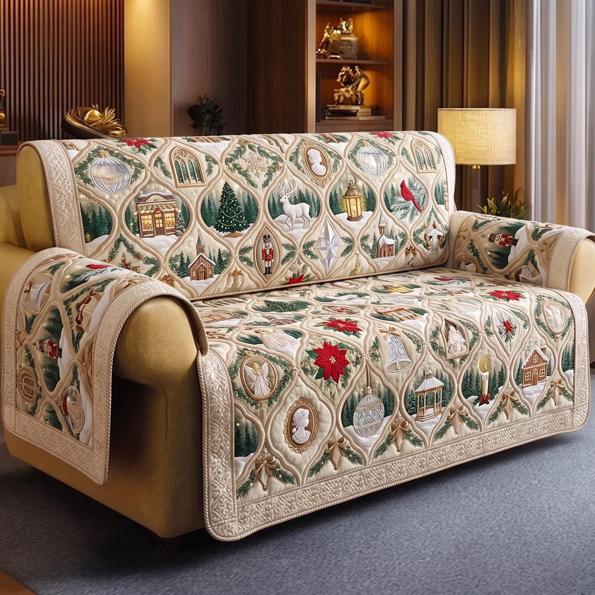 Ornament Charm Quilted Sofa Cover