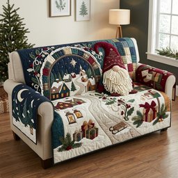 Gnome Village Crochet Quilted Sofa Cover