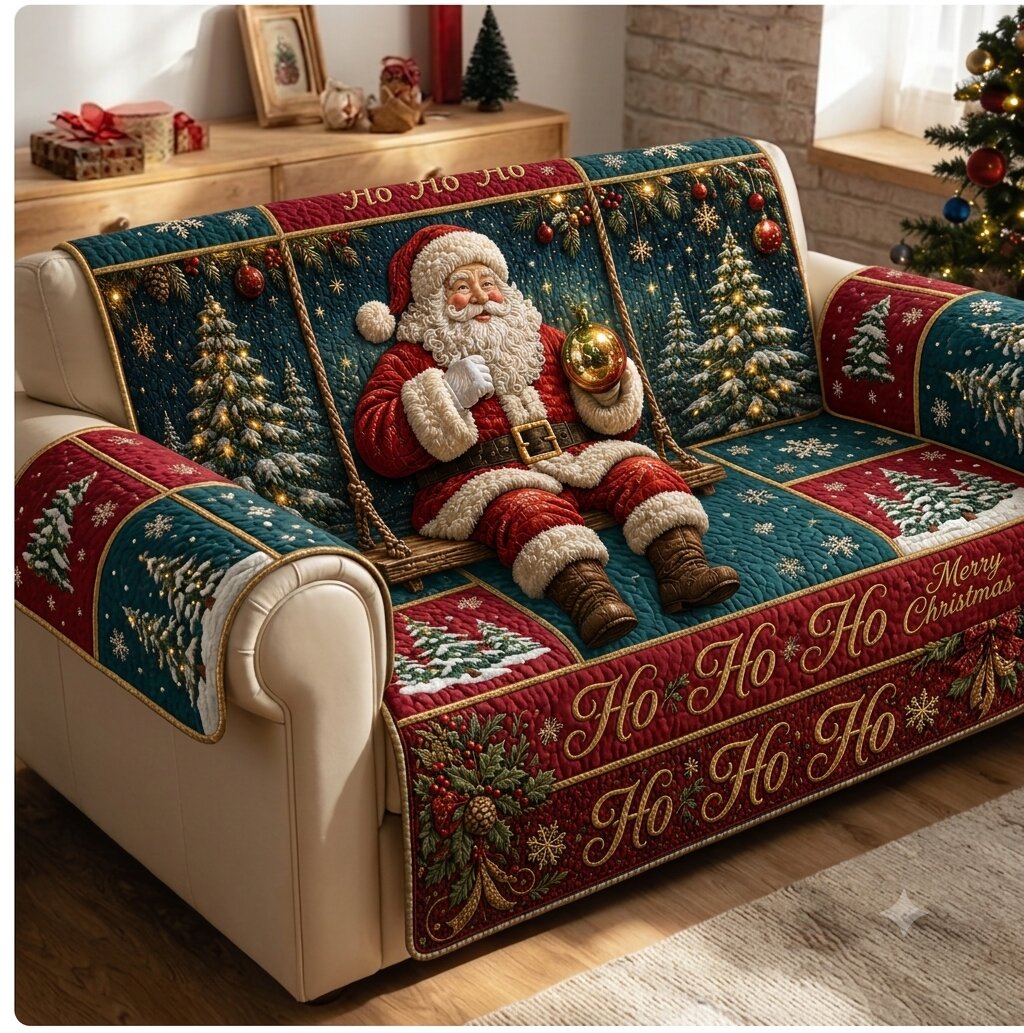 Santa Spirit Quilted Sofa Cover