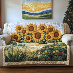 Sunlit Meadow Quilted Sofa Cover
