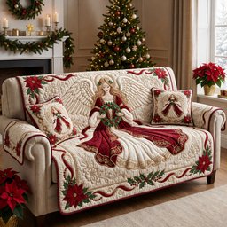 Angel Wreath Quilted Sofa Cover