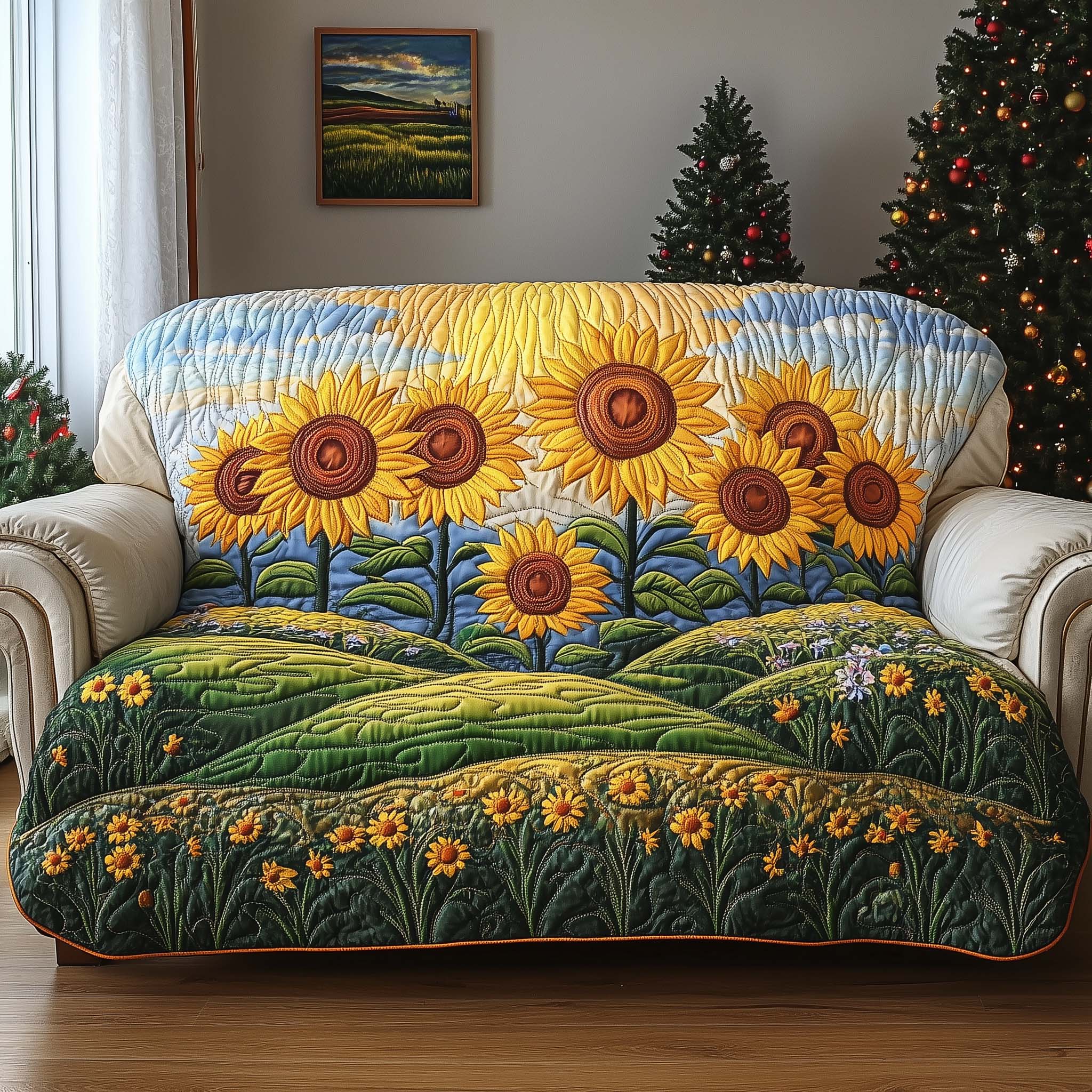 Sunlit Meadow Quilted Sofa Cover