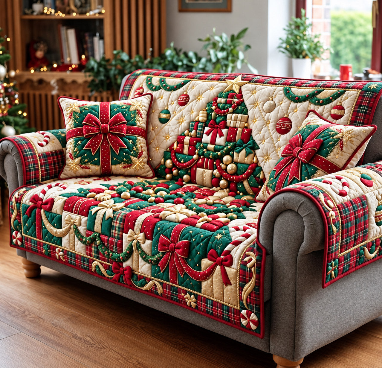 Holiday Gift Quilted Sofa Cover