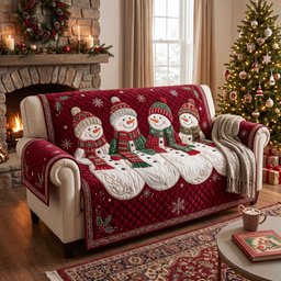 Frosty Friend Quilted Sofa Cover