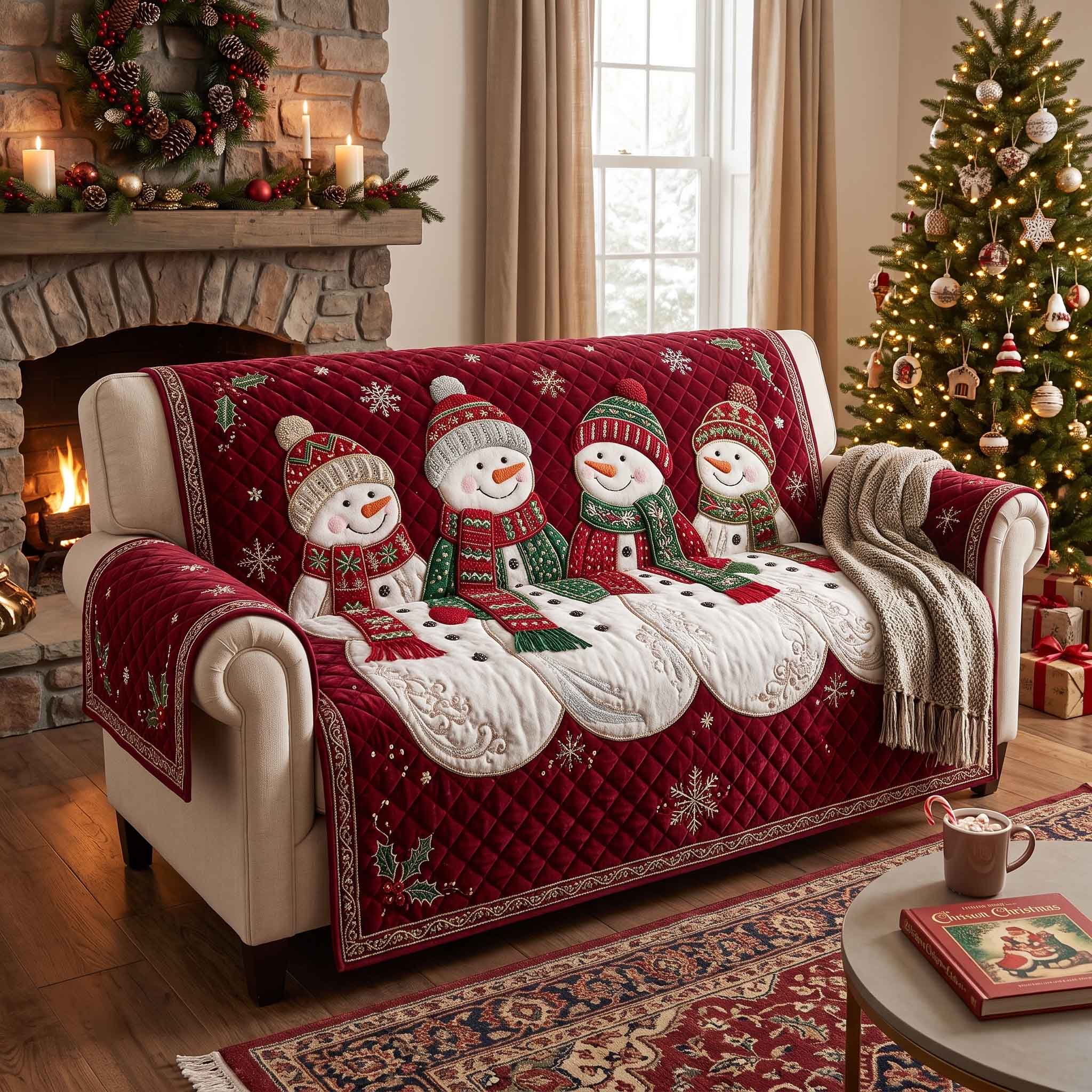 Frosty Friend Quilted Sofa Cover