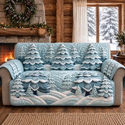 Winter Forest Quilted Sofa Cover