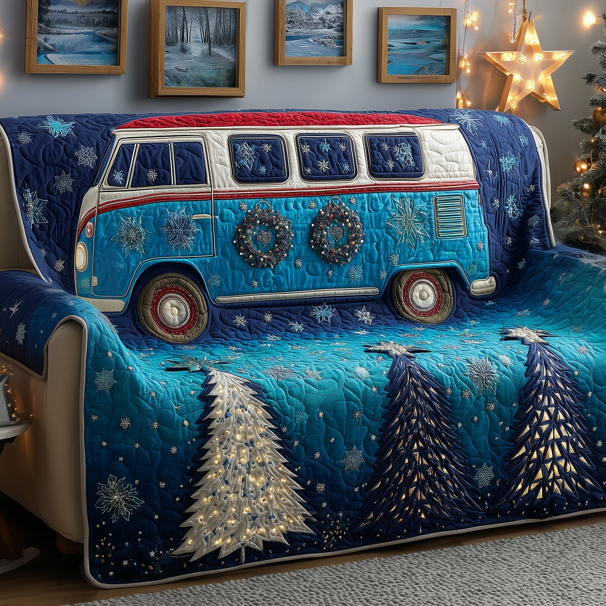 Holiday Van Quilted Sofa Cover