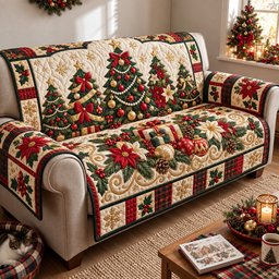 Christmas Tree Wishes Quilted Sofa Cover