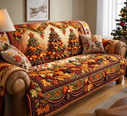 Autumn Tree Quilted Sofa Cover