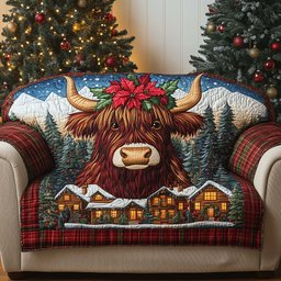 Poinsettia Crown Quilted Sofa Cover