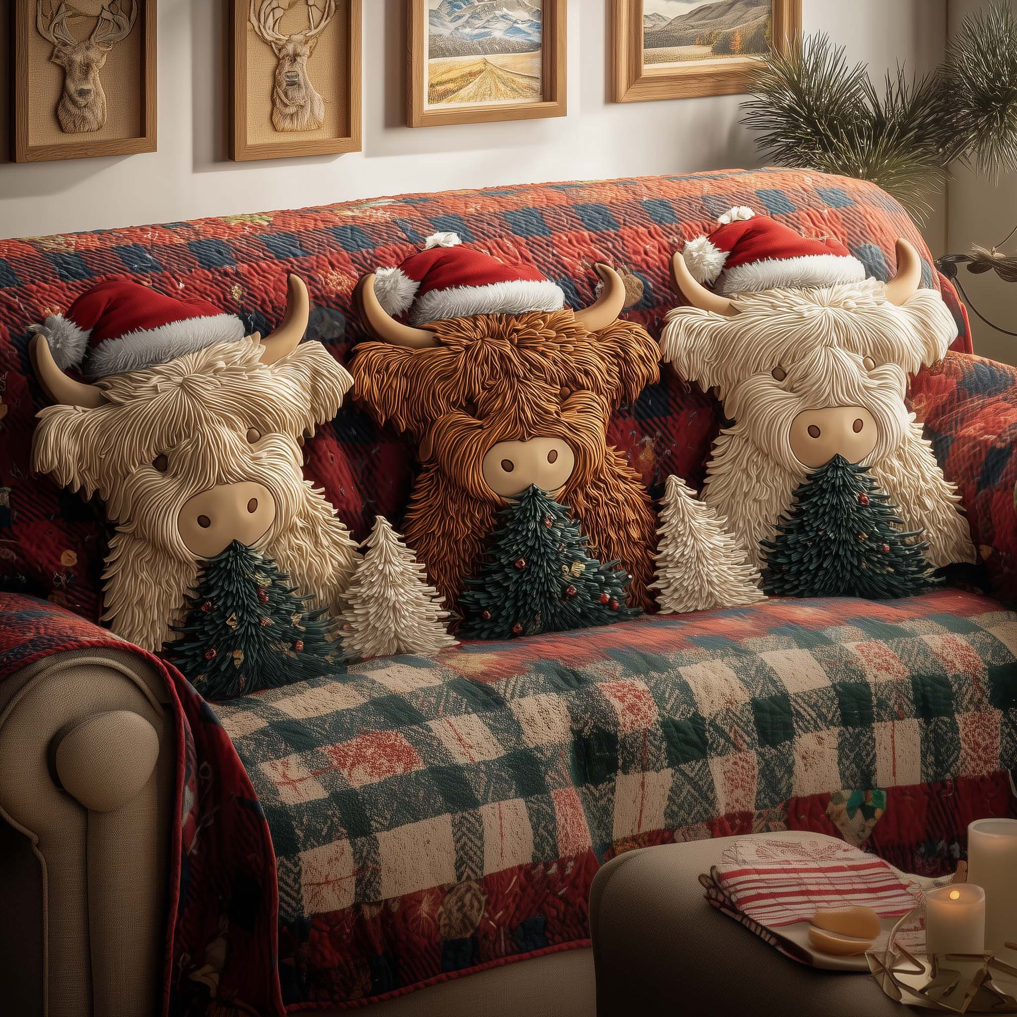 Fuzzy Highland Quilted Sofa Cover