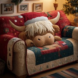 Fuzzy Highland Quilted Sofa Cover