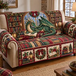 Festive Dragon Library Quilted Sofa Cover