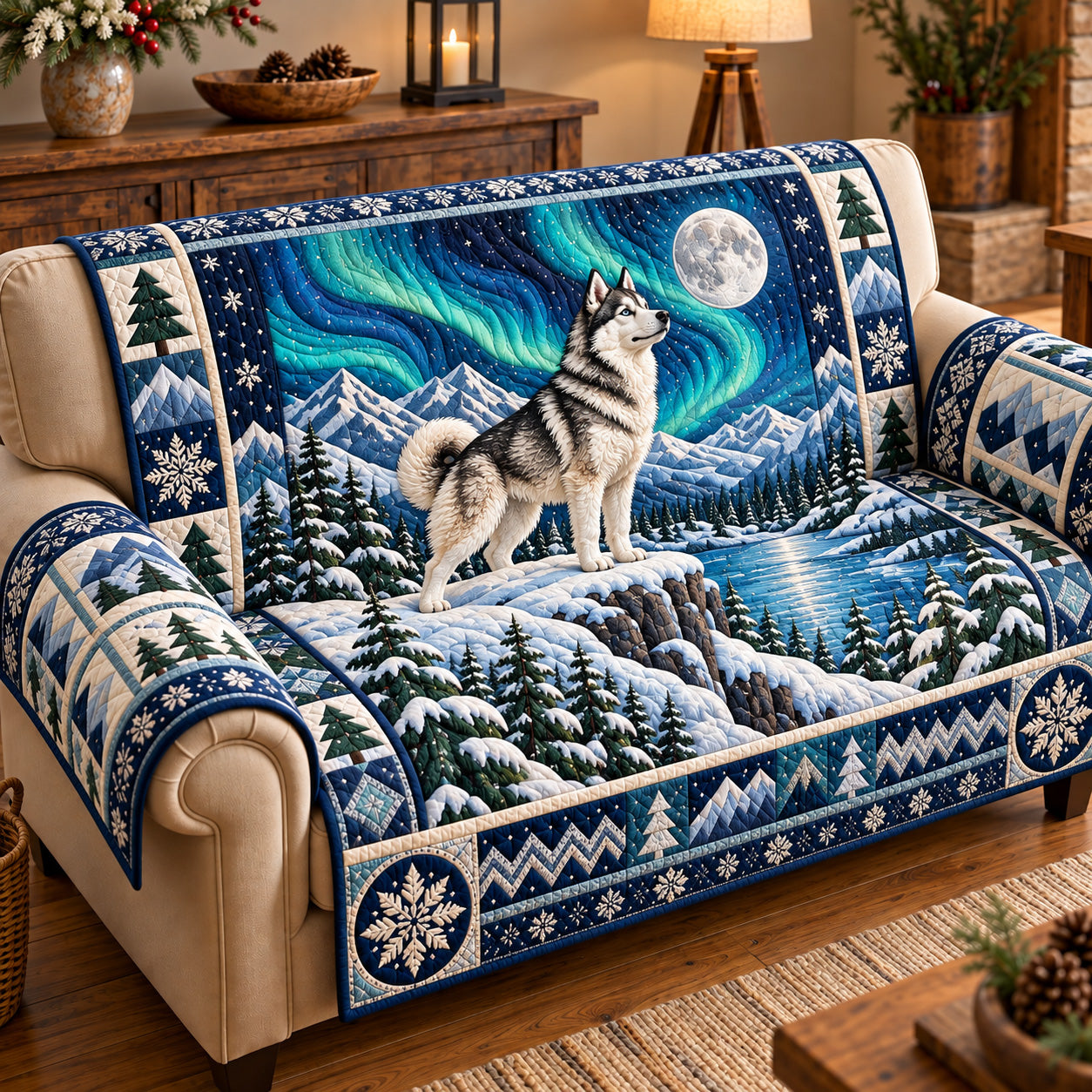 Aurora Husky Watch Quilted Sofa Cover