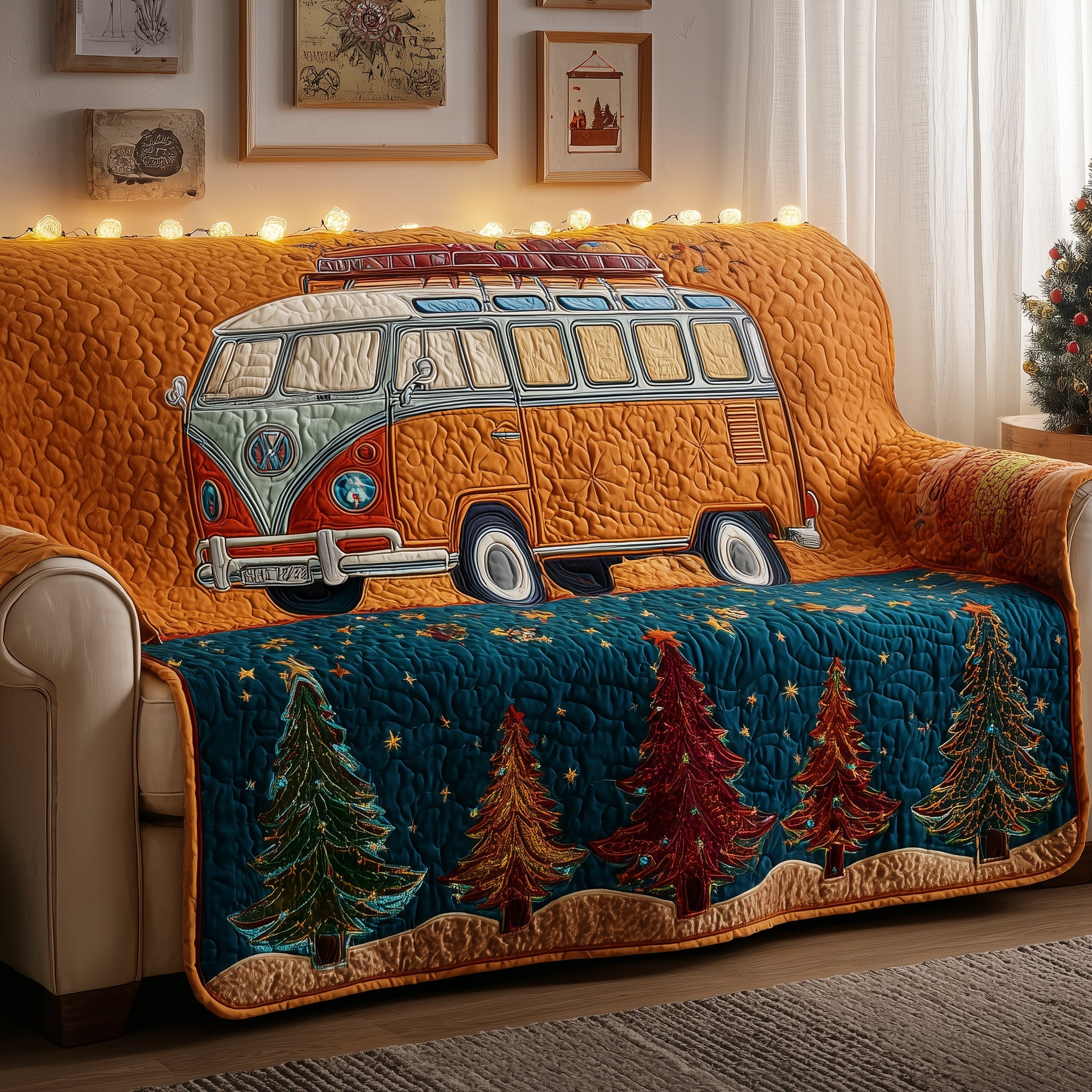 Holiday Van Quilted Sofa Cover