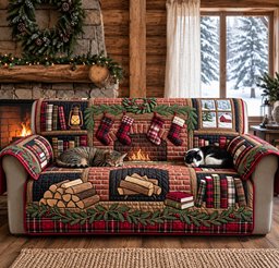 Rustic Cabin Quilted Sofa Cover