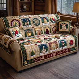 Merry Tradition Quilted Sofa Cover