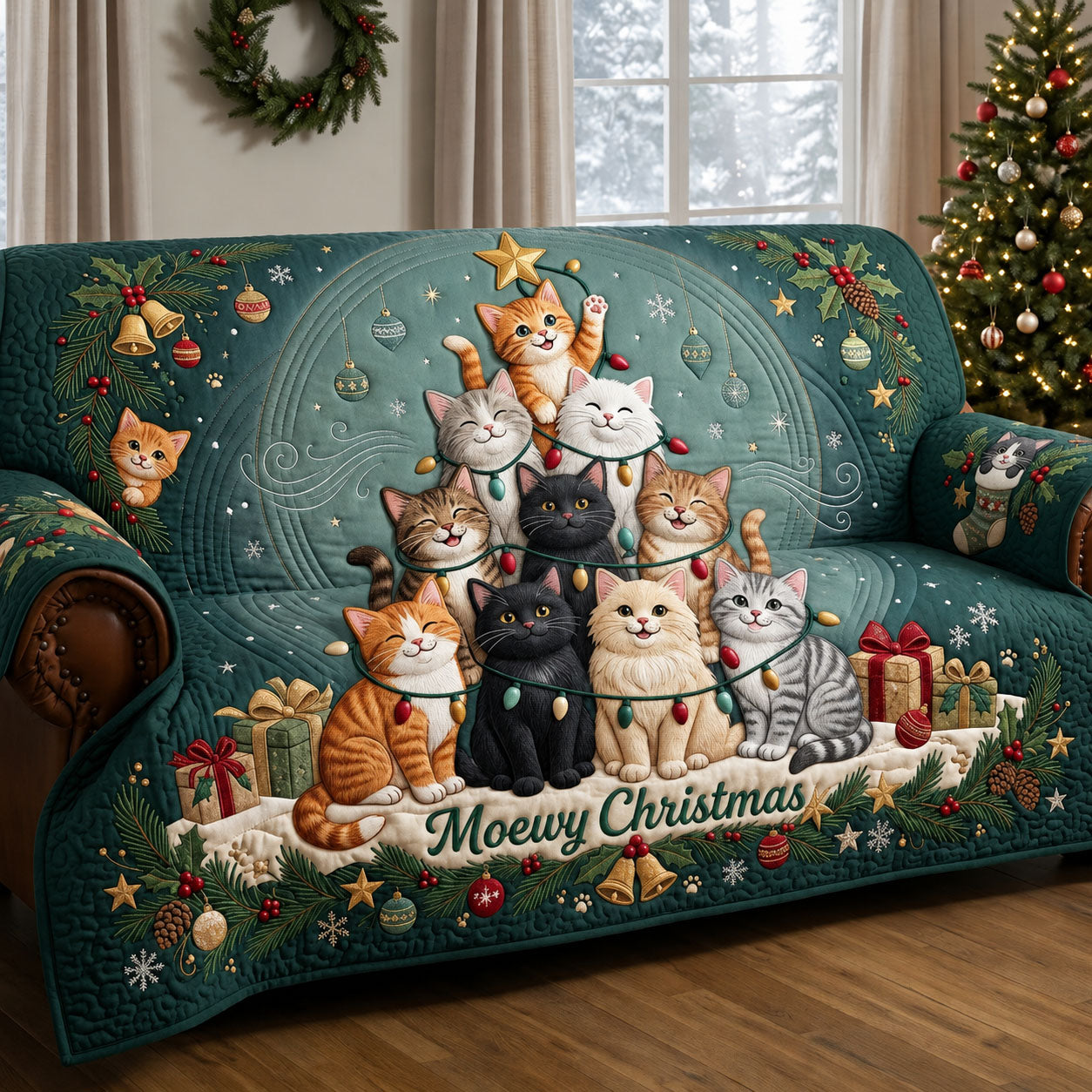 Moewy Christmas Quilted Sofa Cover