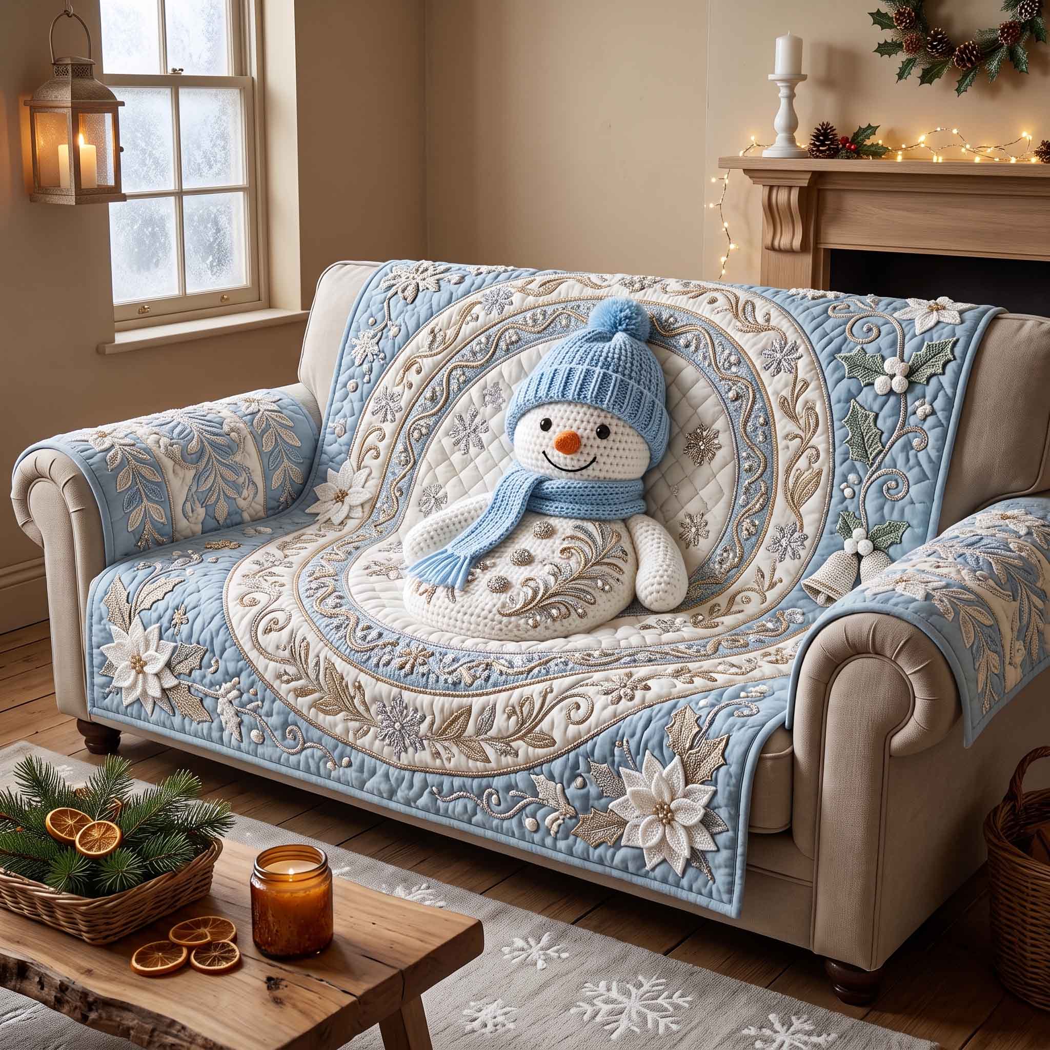 Frosty Friend Quilted Sofa Cover