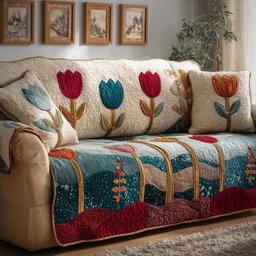 Tulip Garden Quilted Sofa Cover