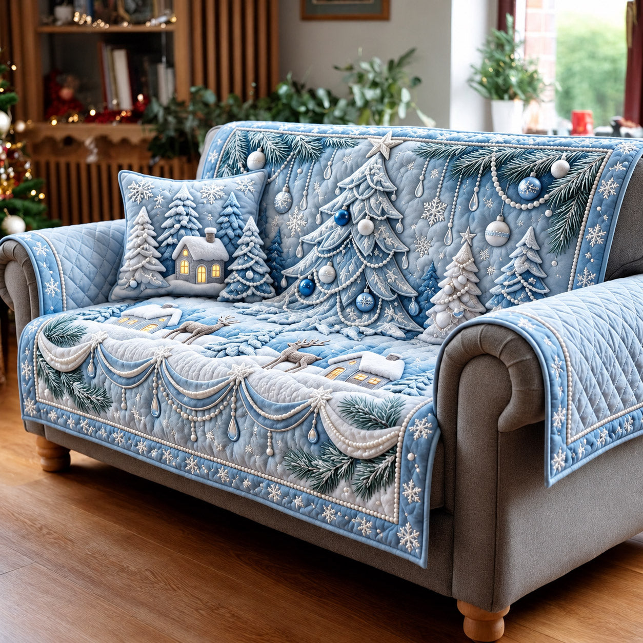 Winter Forest Quilted Sofa Cover