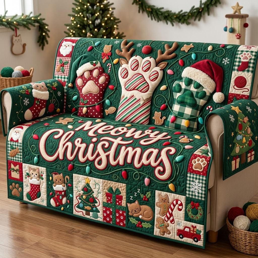 Moewy Christmas Quilted Sofa Cover