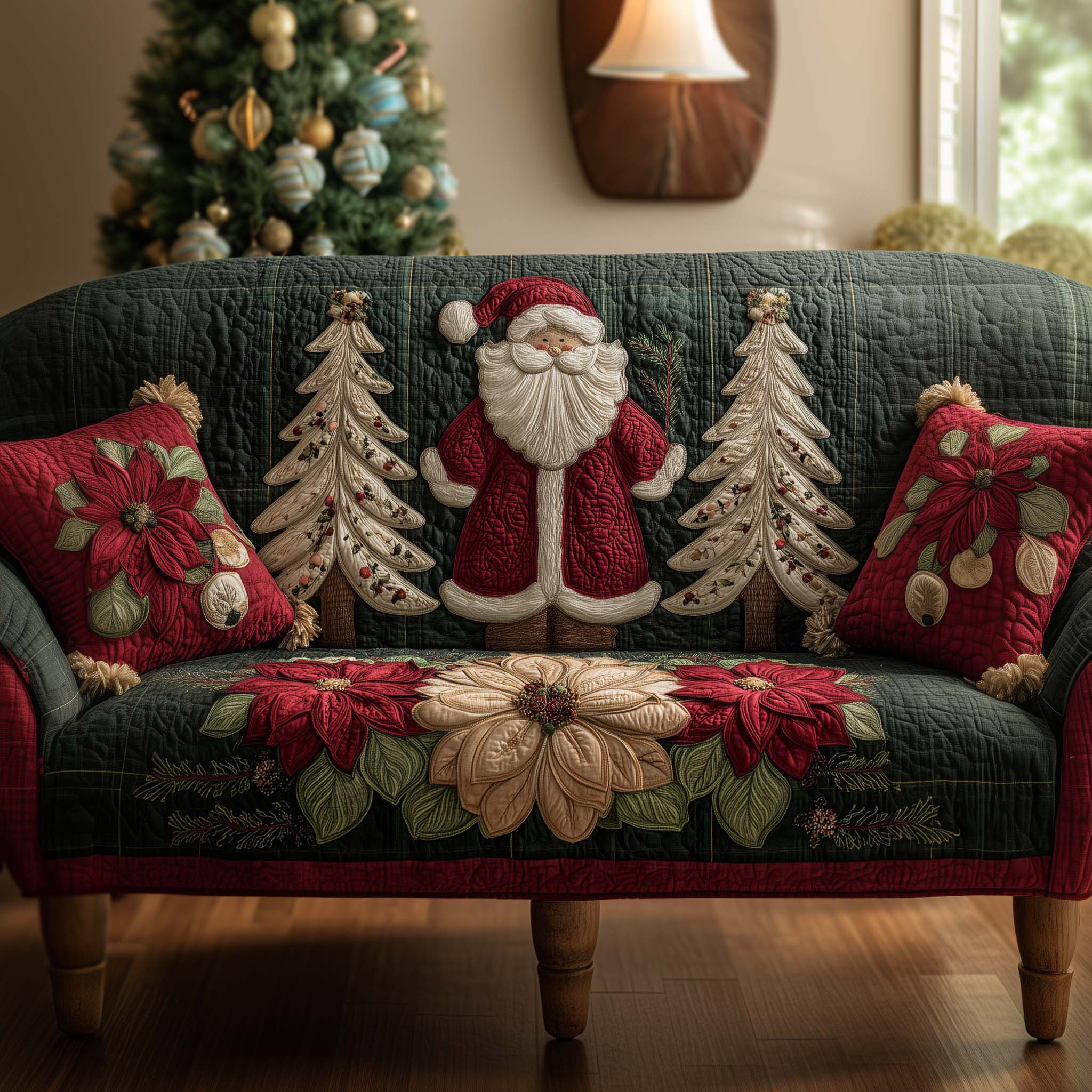 Jolly Santa Quilted Sofa Cover