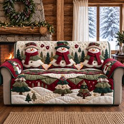 Snowman Christmas Quilted Sofa Cover